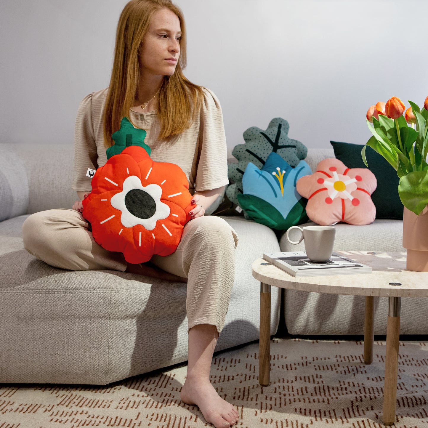 Poppy Flower Cushion